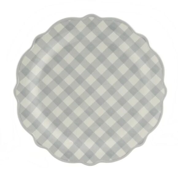 🦋 New Pioneer Woman Gray Gingham Dinner Plates, Set of 4 - Picture 4 of 6